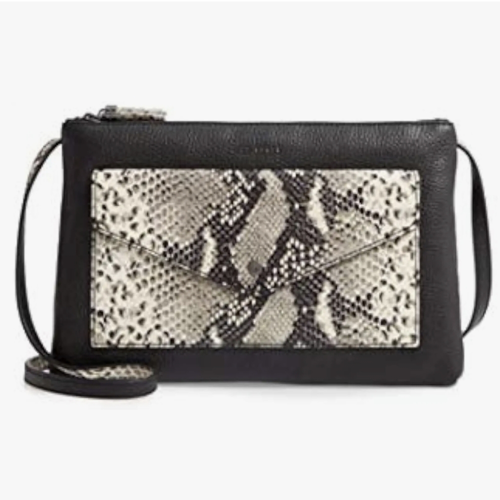 Ted Baker Jessiee Exotic Reptile Embossed Leather Tassled Crossbody Shoulder Bag